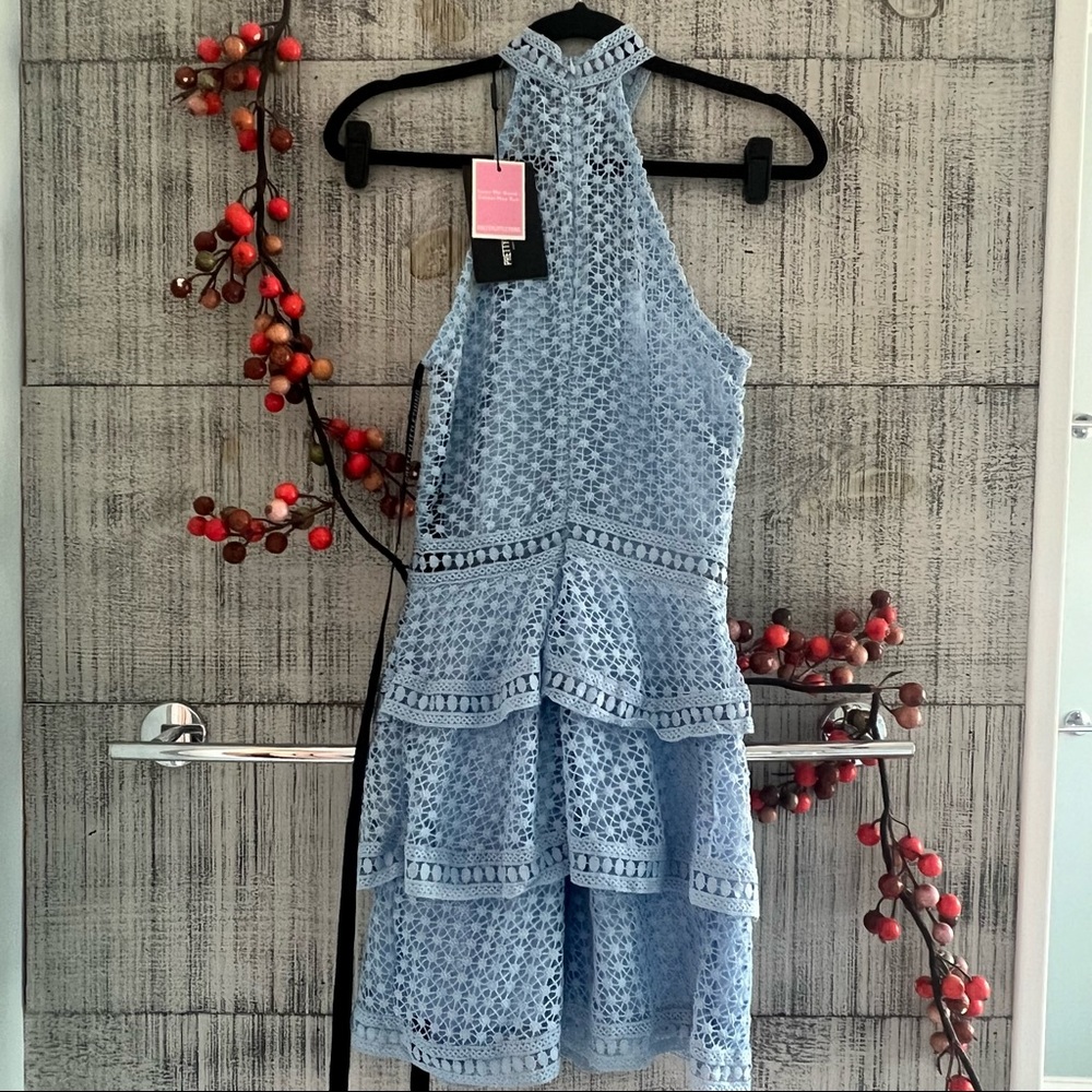 Rains dusty blue tiered eyelet body on dress - Picture 6 of 10